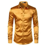 Men's Fashionable Satin Polyvinyl Alcohol Fiber Shirt - EX-STOCK Canada