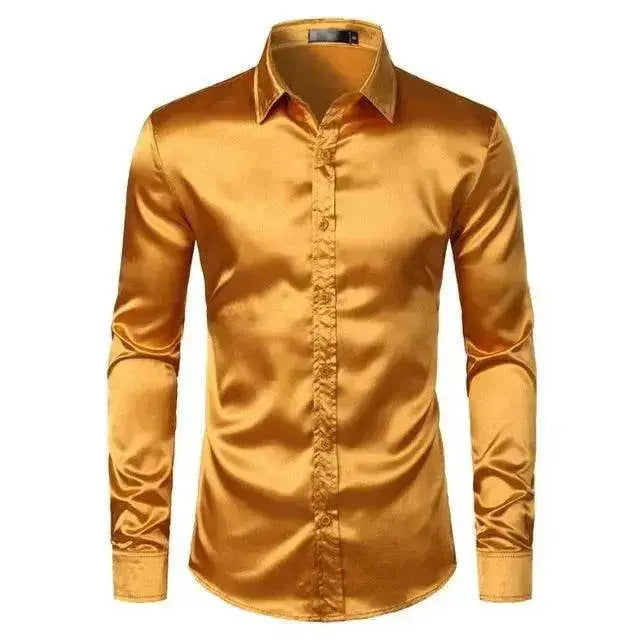 Men's Fashionable Satin Polyvinyl Alcohol Fiber Shirt - EX-STOCK Canada
