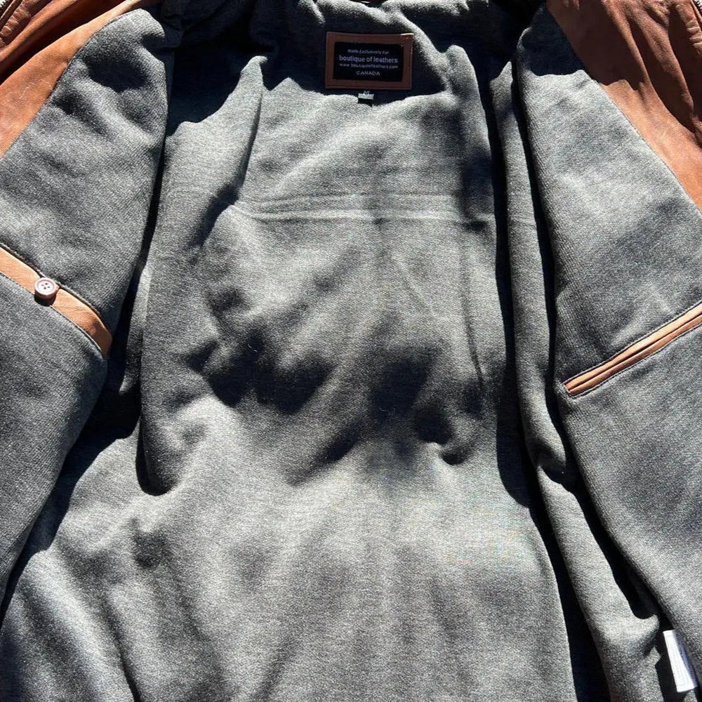 Chaqueta clásica de cuero de cordero para hombre con cuatro bolsillosEX-STOCK Canada 