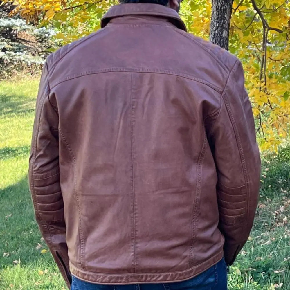 Chaqueta clásica de cuero de cordero para hombre con cuatro bolsillosEX-STOCK Canada 