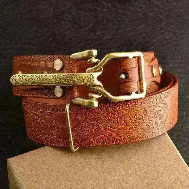 Men's Leisure Leather Belt With Woven Pattern - EX-STOCK CANADA