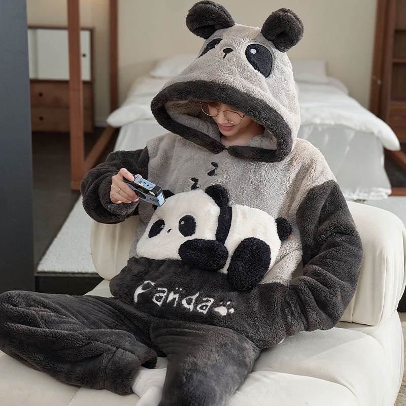 Men's Pajamas Autumn And Winter Coral Fleece Thickened With Flannel Cartoon Home Wear  EX-STOCK CANADA