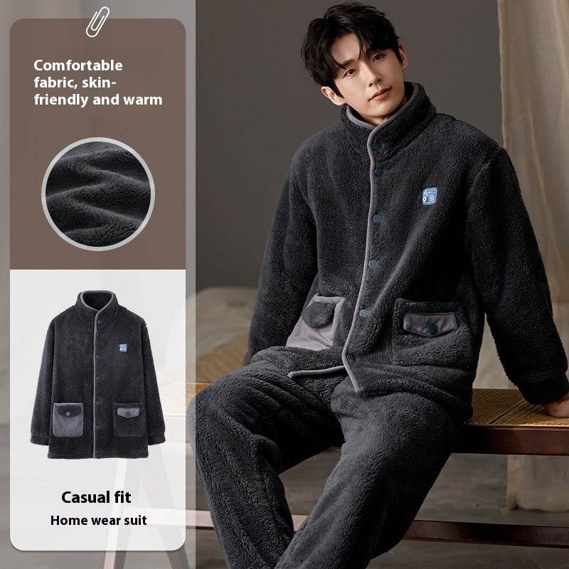 Men's Pajamas Plus Size Long Sleeve Warm Loungewear Suit  EX-STOCK CANADA