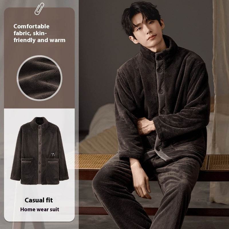 Men's Pajamas Plus Size Long Sleeve Warm Loungewear Suit  EX-STOCK CANADA