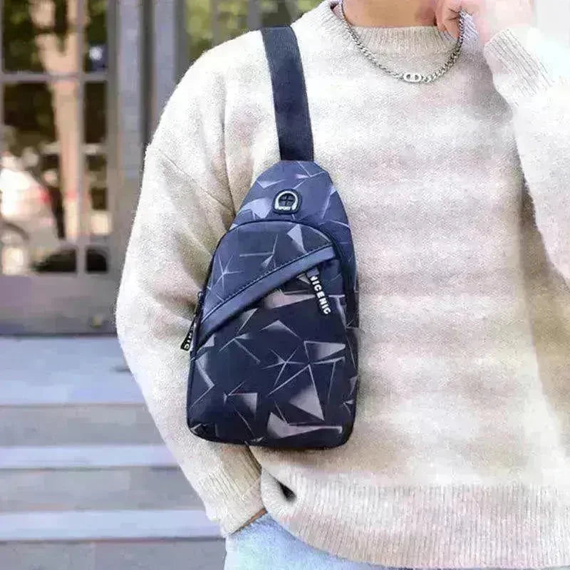Men's Print Sling Chest & Crossbody Bag With Earphone access Design - EX-STOCK CANADA