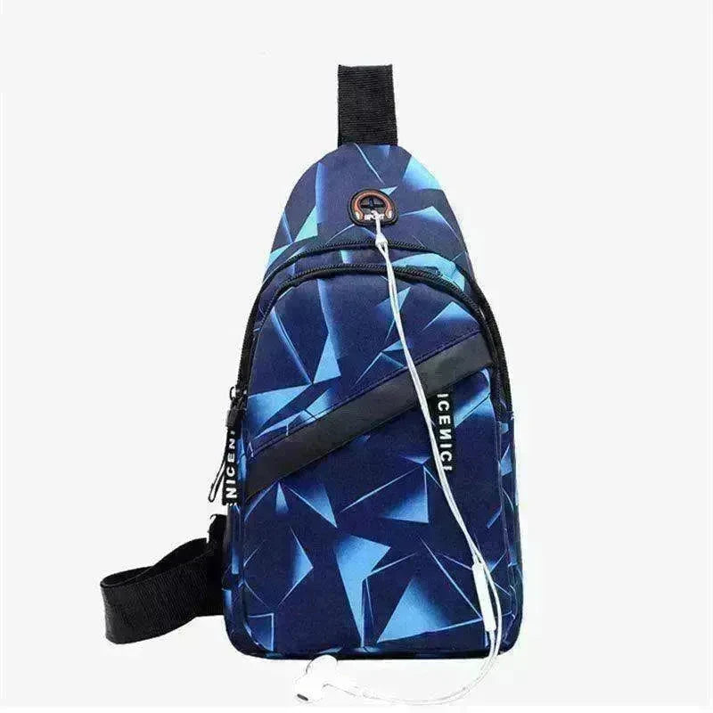 Men's Print Sling Chest & Crossbody Bag With Earphone access Design - EX-STOCK CANADA