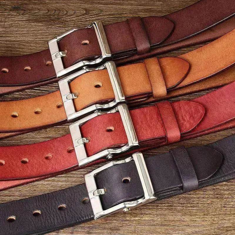 Men's Retro Leather All-match First Layer Cowhide Stainless Steel Buckle Belt - EX-STOCK Canada