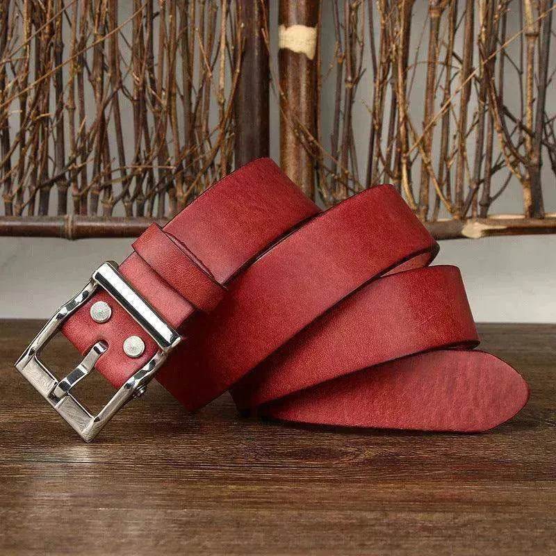 Men's Retro Leather All-match First Layer Cowhide Stainless Steel Buckle Belt - EX-STOCK Canada
