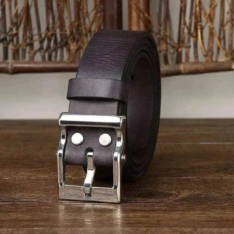 Men's Retro Leather All-match First Layer Cowhide Stainless Steel Buckle Belt - EX-STOCK Canada