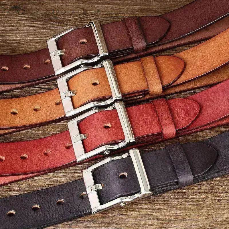 Men's Retro Leather All-match First Layer Cowhide Stainless Steel Buckle Belt - EX-STOCK Canada
