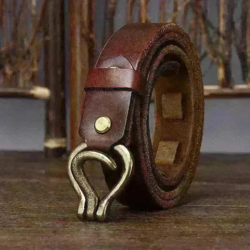 Men's Retro Thick Vegetable Tanned Cowhide Leather Belt - EX-STOCK CANADA