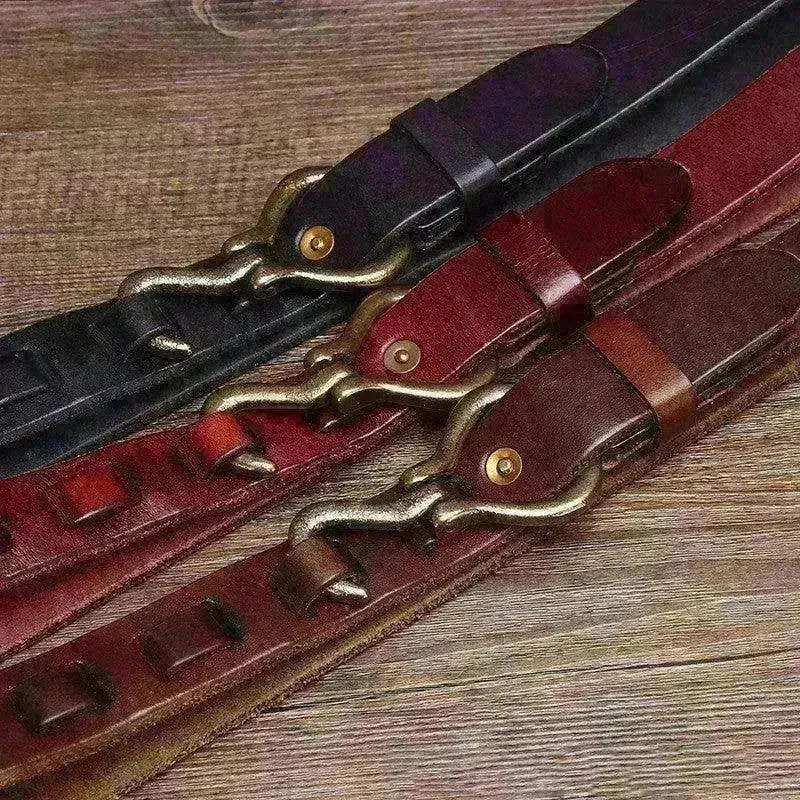 Men's Retro Thick Vegetable Tanned Cowhide Leather Belt - EX-STOCK CANADA
