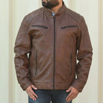 Chaqueta de cuero para hombre con cuello a presiónEX-STOCK Canada 
