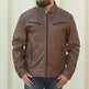 Chaqueta de cuero para hombre con cuello a presiónEX-STOCK Canada 