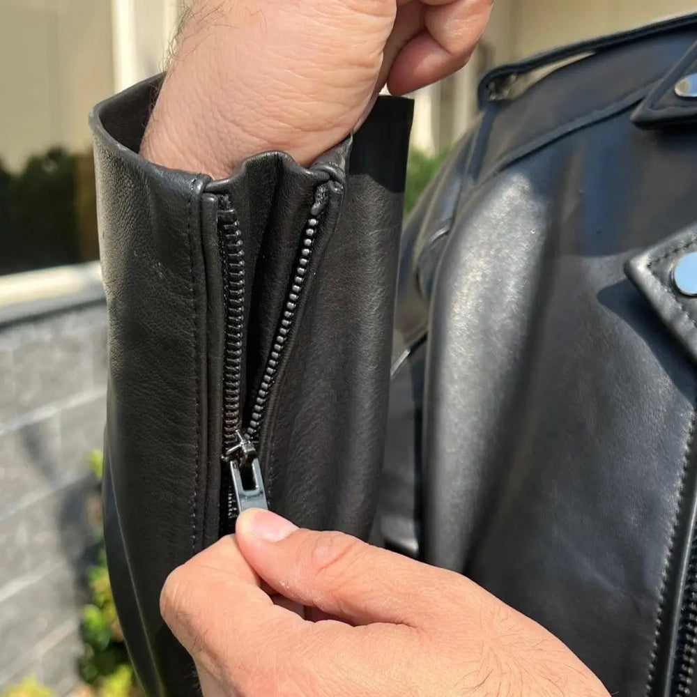Men's Soft Lamb Leather Biker-Look Jacket 