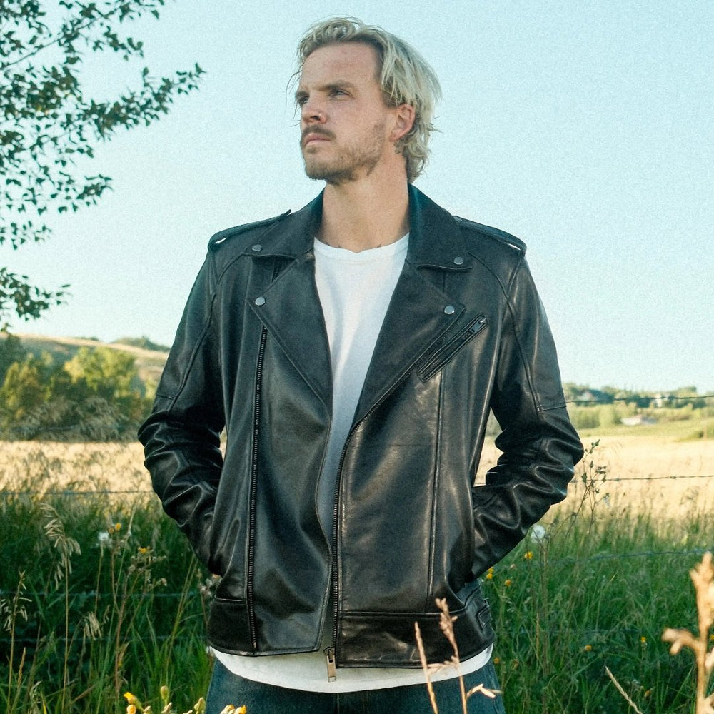 Men's Soft Lamb Leather Biker-Look Jacket 