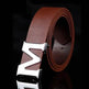 Men's Style Letter M Smooth Buckle Casual Pants Youth Belt Pure White - EX-STOCK Canada