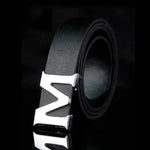 Men's Style Letter M Smooth Buckle Casual Pants Youth Belt Pure White - EX-STOCK Canada