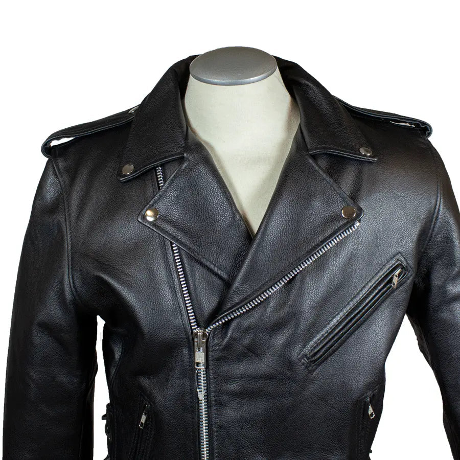 Giacca da moto in pelle con lacci laterali, classica, per uomo altoEX-STOCK Canada 