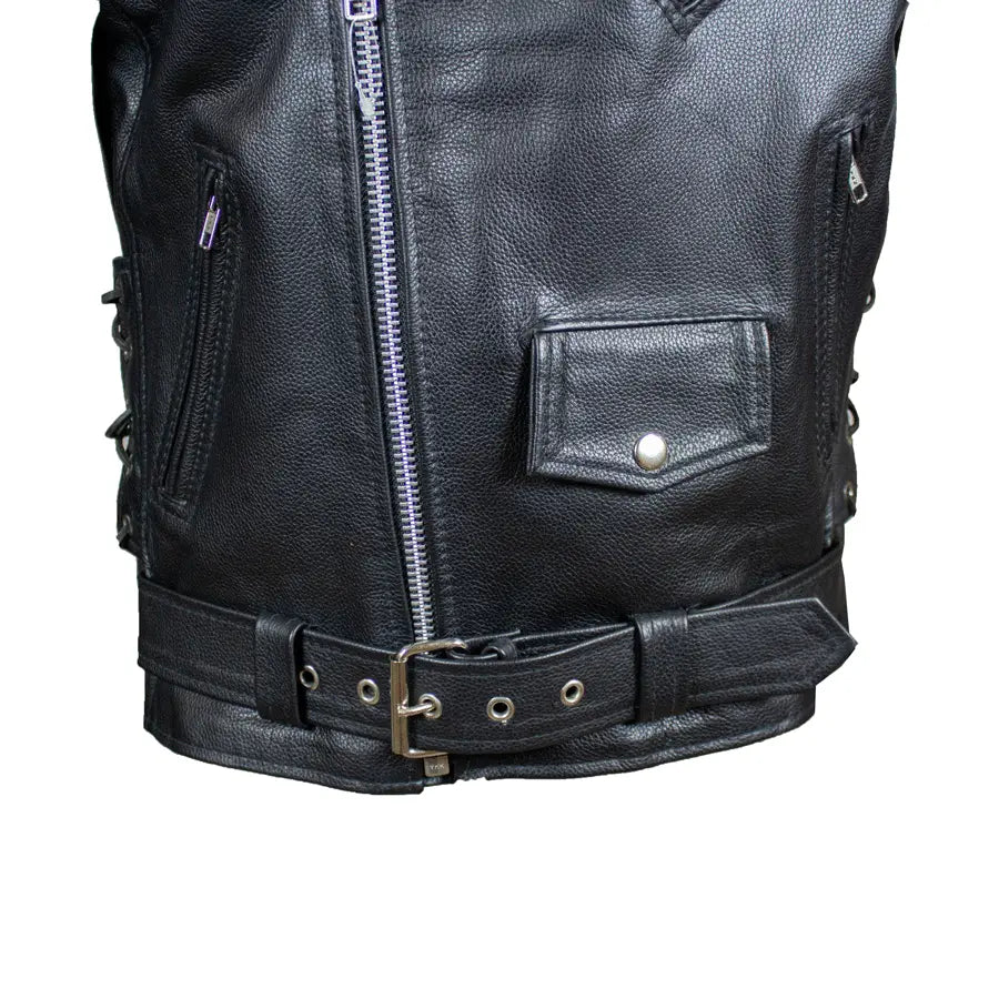 Giacca da moto in pelle con lacci laterali, classica, per uomo altoEX-STOCK Canada 