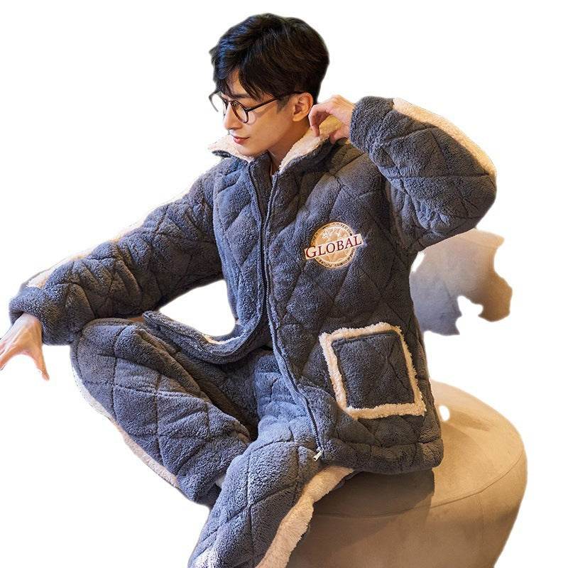 Men's Thickened Plush Coral Velvet Pajamas  EX-STOCK CANADA