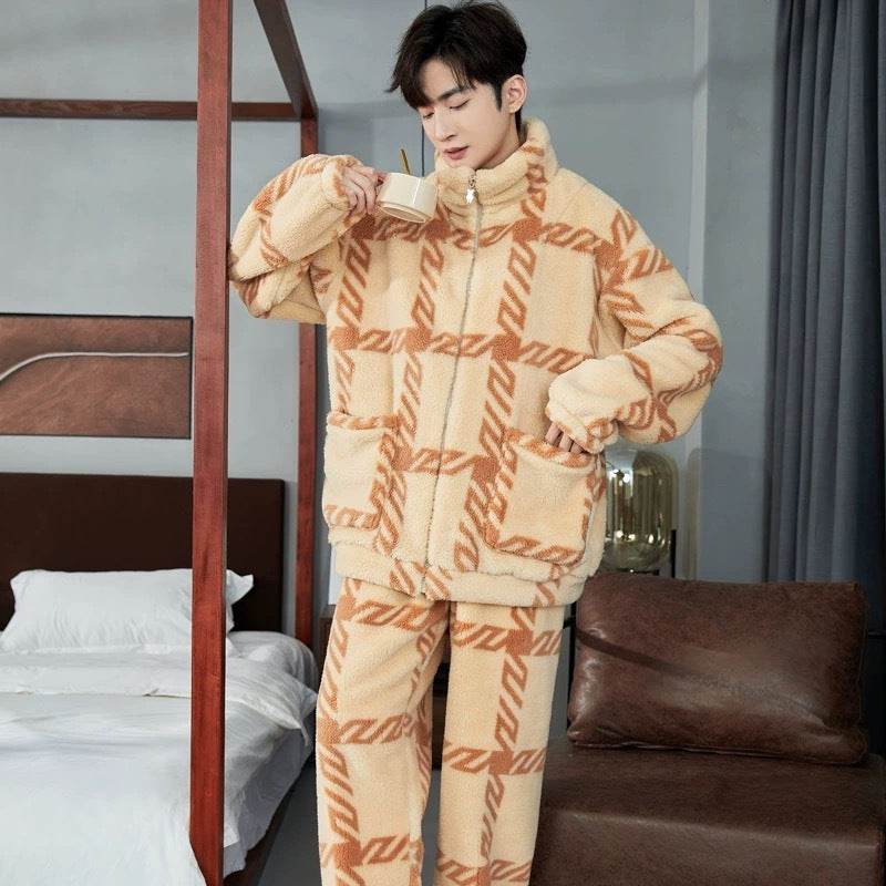 Men's Zipper Pajamas Winter Thickened  EX-STOCK CANADA