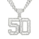 Mens Fashion Full Diamond Number 50 Pendant Necklace - EX-STOCK Canada