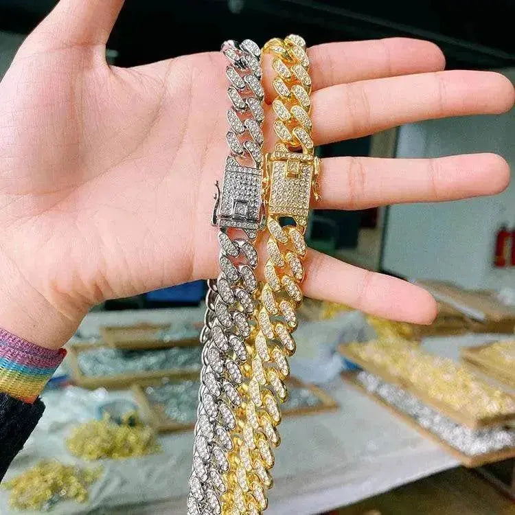 Mens Fashion Simple Full Diamond Cuba Necklace - EX-STOCK Canada