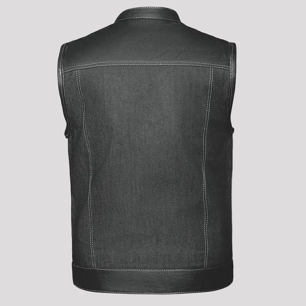 Gilet de club en jean et cuir pour hommes Open Road 
