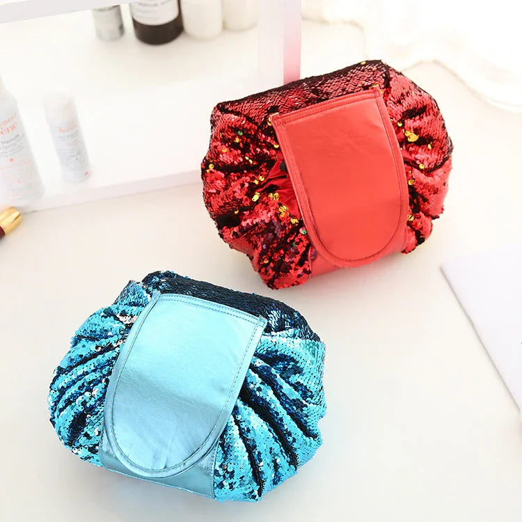 Trousse Cosmétique à Sequins Sirène Sac à Maquillage à Cordon Femme Organisateur de Maquillage de Voyage Pochette de Rangement Trousse de ToiletteEX-STOCK Canada 