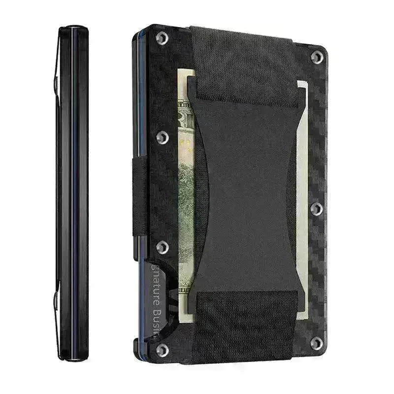 Metal Card Wrapped Carbon Fiber RFID Anti theft Brush Wallet - EX-STOCK CANADA