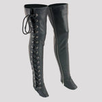 BOL/Open Road Women's Black Thigh High Leather Side Lace Leggings 