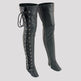BOL/Open Road Women's Black Thigh High Leather Side Lace Leggings 