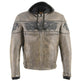 Chaqueta tipo scooter cruzada para hombre de cuero desgastado en marrón de Milwaukee Leather con calaveras reflectantesEX-STOCK Canada 