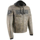 Chaqueta tipo scooter cruzada para hombre de cuero desgastado en marrón de Milwaukee Leather con calaveras reflectantesEX-STOCK Canada 