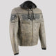Milwaukee Leather Men's Crossover Scooter Jacket w/ Reflective Skulls & Full Sleeve Removable Hoodie 