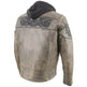 Chaqueta tipo scooter cruzada para hombre de cuero desgastado en marrón de Milwaukee Leather con calaveras reflectantesEX-STOCK Canada 