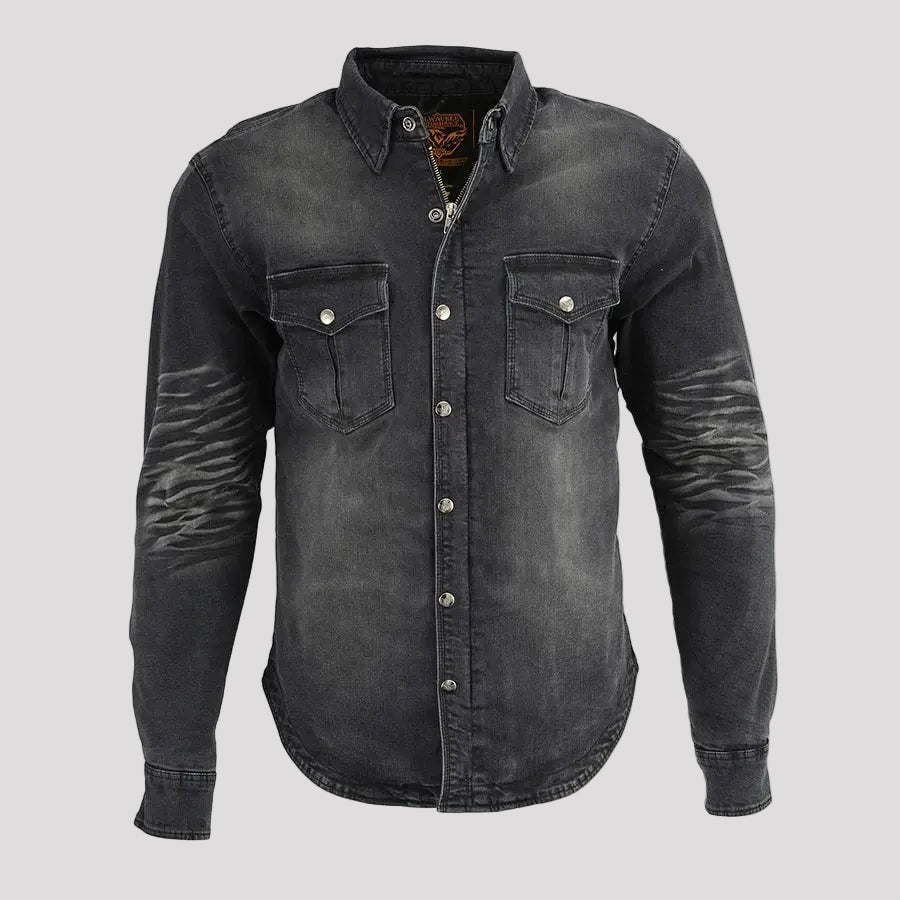 Veste-Chemise Blindée en Denim Foncé pour Hommes Milwaukee Leather 