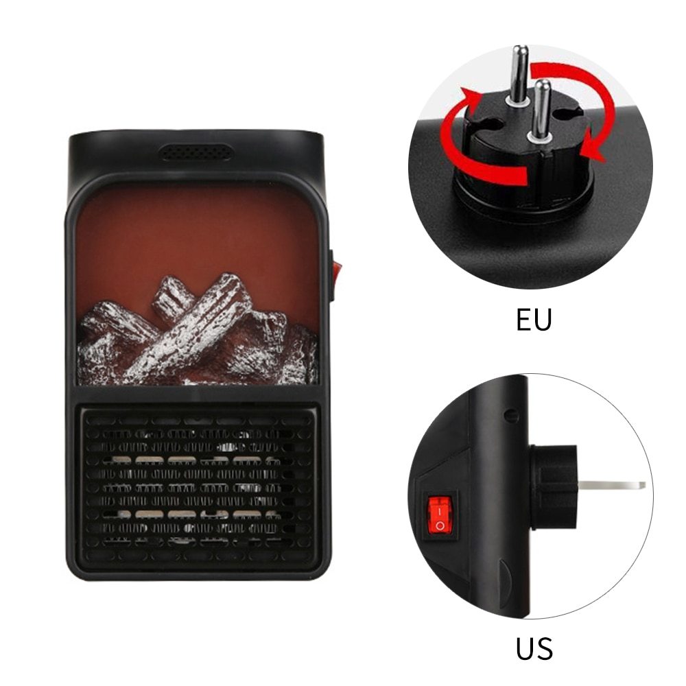 Mini Electric Fireplace Heater Electric Heater with Log Flame Effect Warm Air Heater Fanr 220V 50Hz EX-STOCK Canada 