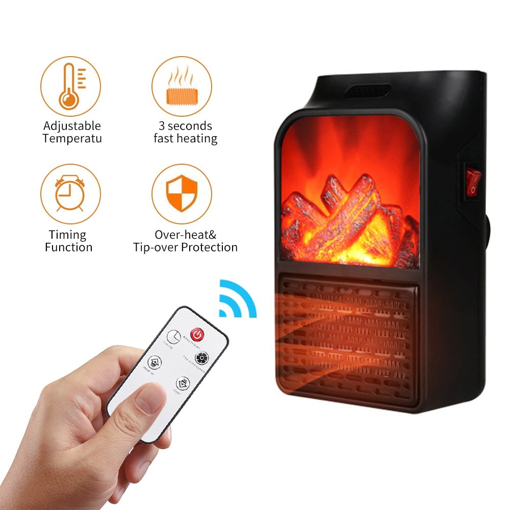Mini Electric Fireplace Heater Electric Heater with Log Flame Effect Warm Air Heater Fanr 220V 50Hz EX-STOCK Canada 