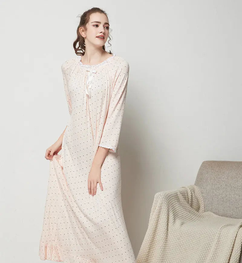 Modal Long Small Floral Pajamas For Women - EX-STOCK Canada