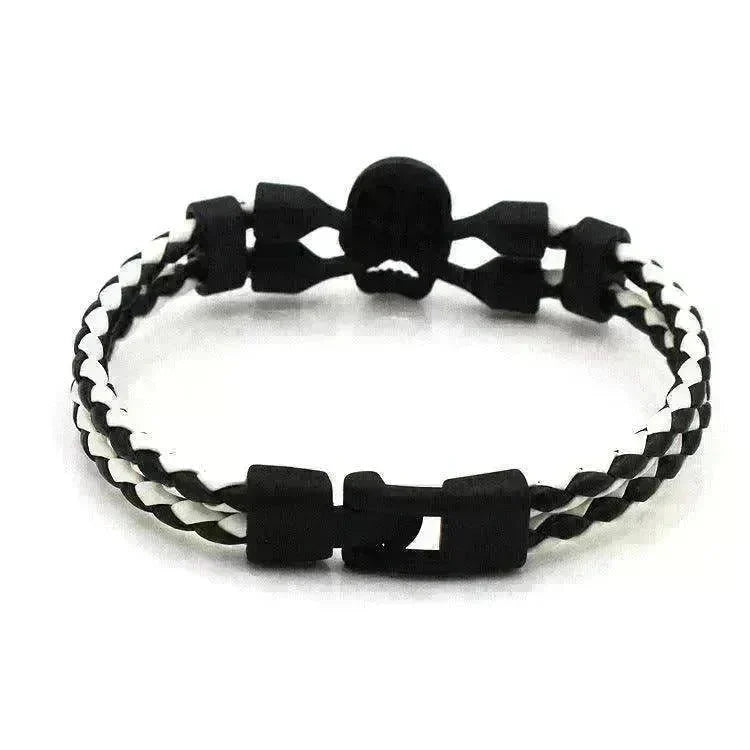Neutral Stylish Men's Skull Black Buttons & Leather Bracelet - EX-STOCK CANADA