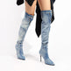 New Denim Over The Knee Elegant Slim Heel High Heel Riding Boots EX-STOCK Canada 