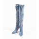 New Denim Over The Knee Elegant Slim Heel High Heel Riding Boots EX-STOCK Canada 