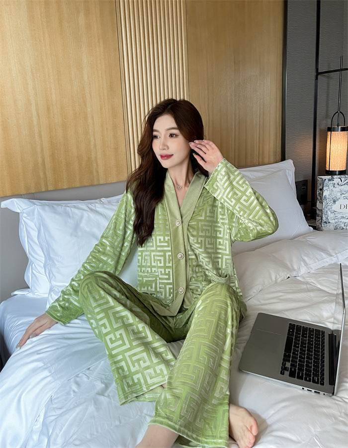 New Gold Velvet Pajamas Women's Suit  EX-STOCK CANADA