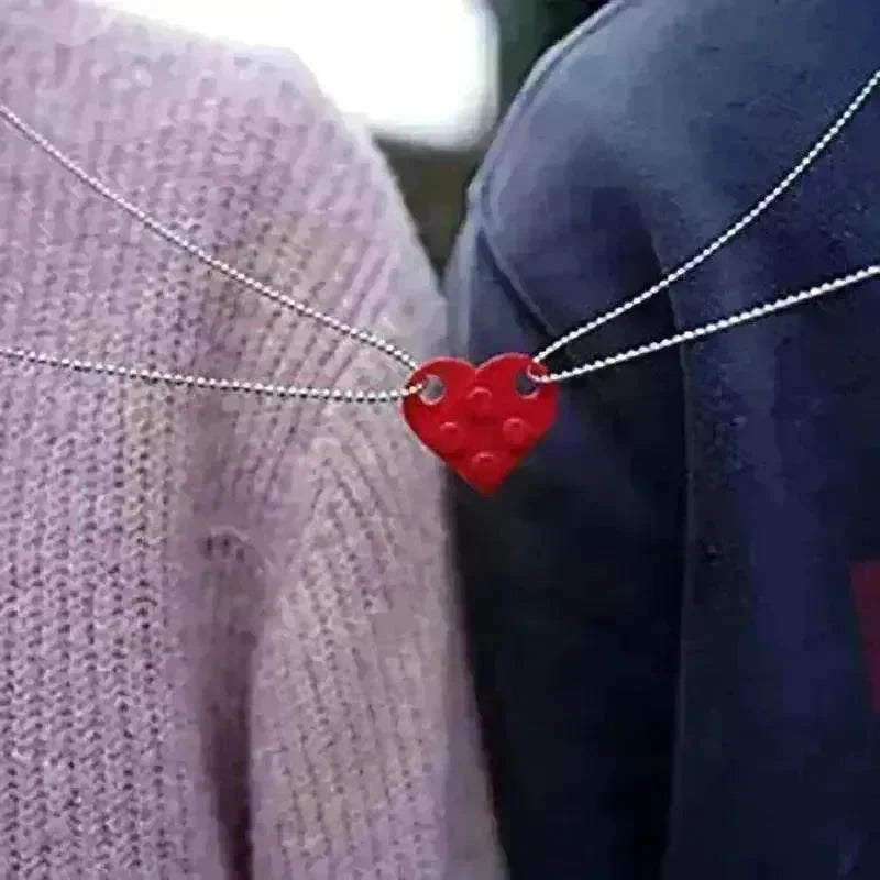 New Heart Shaped Stitching Acrylic Couple Necklace - EX-STOCK CANADA