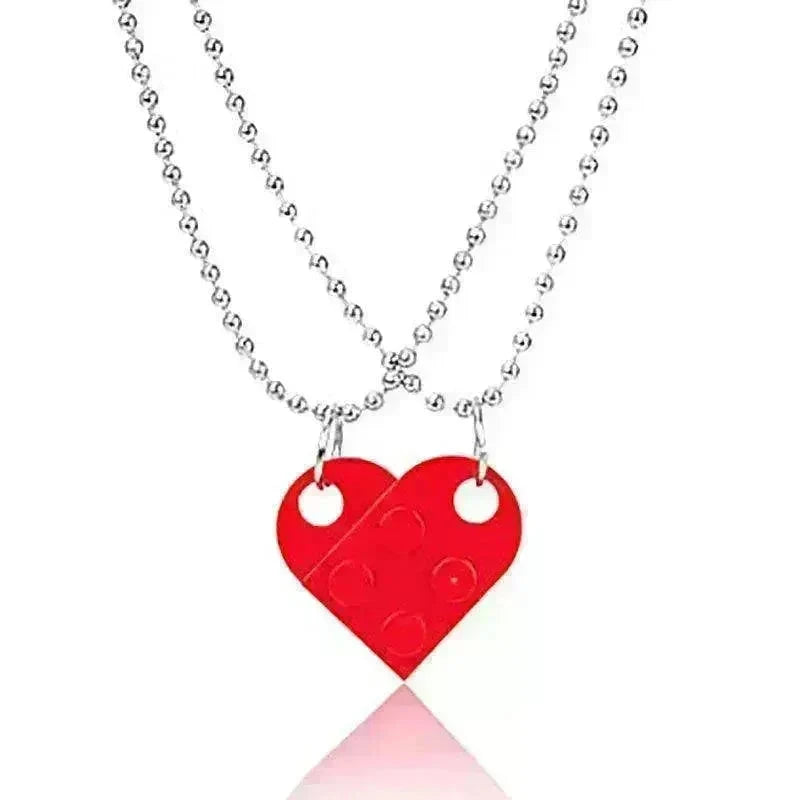 New Heart Shaped Stitching Acrylic Couple Necklace - EX-STOCK CANADA