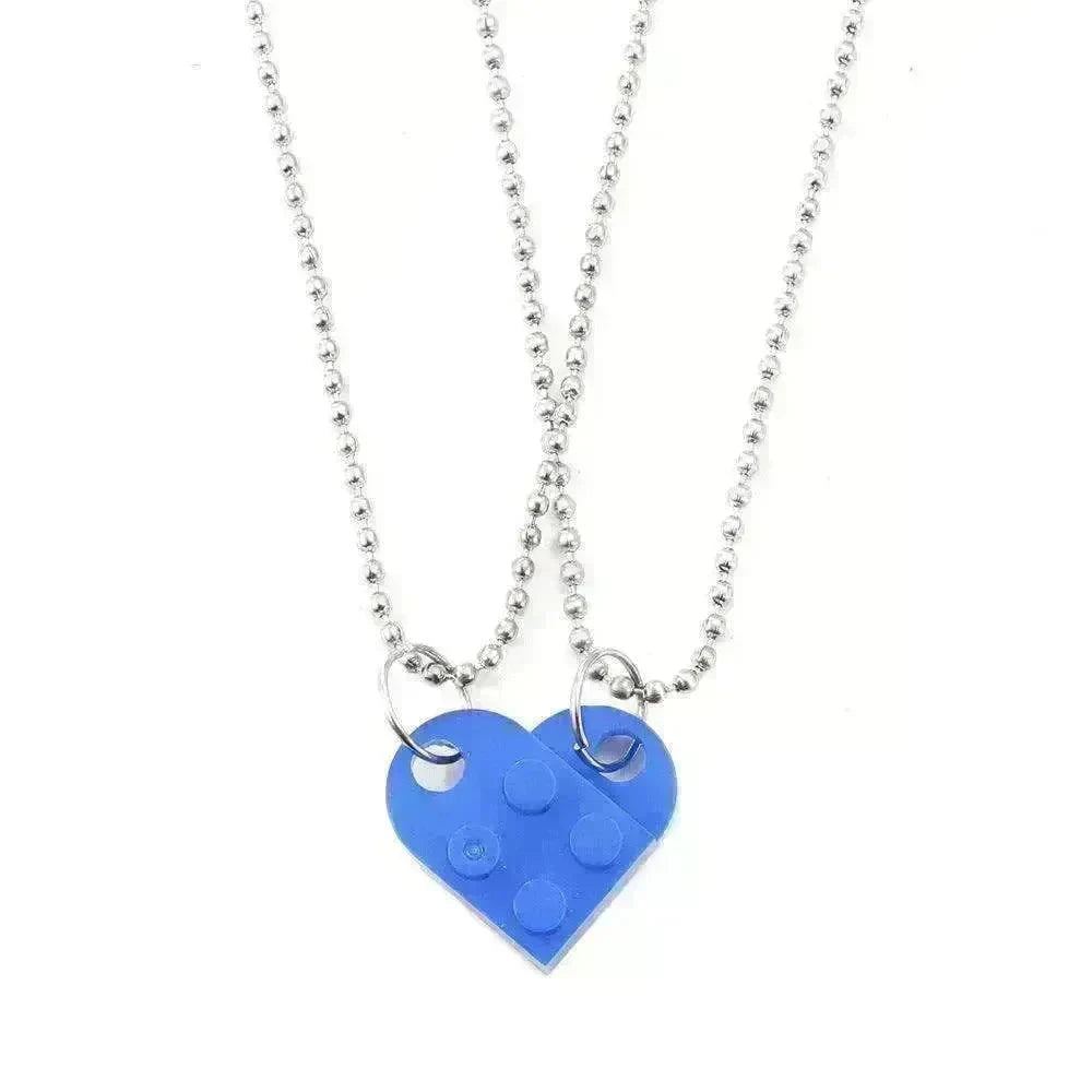 New Heart Shaped Stitching Acrylic Couple Necklace - EX-STOCK CANADA