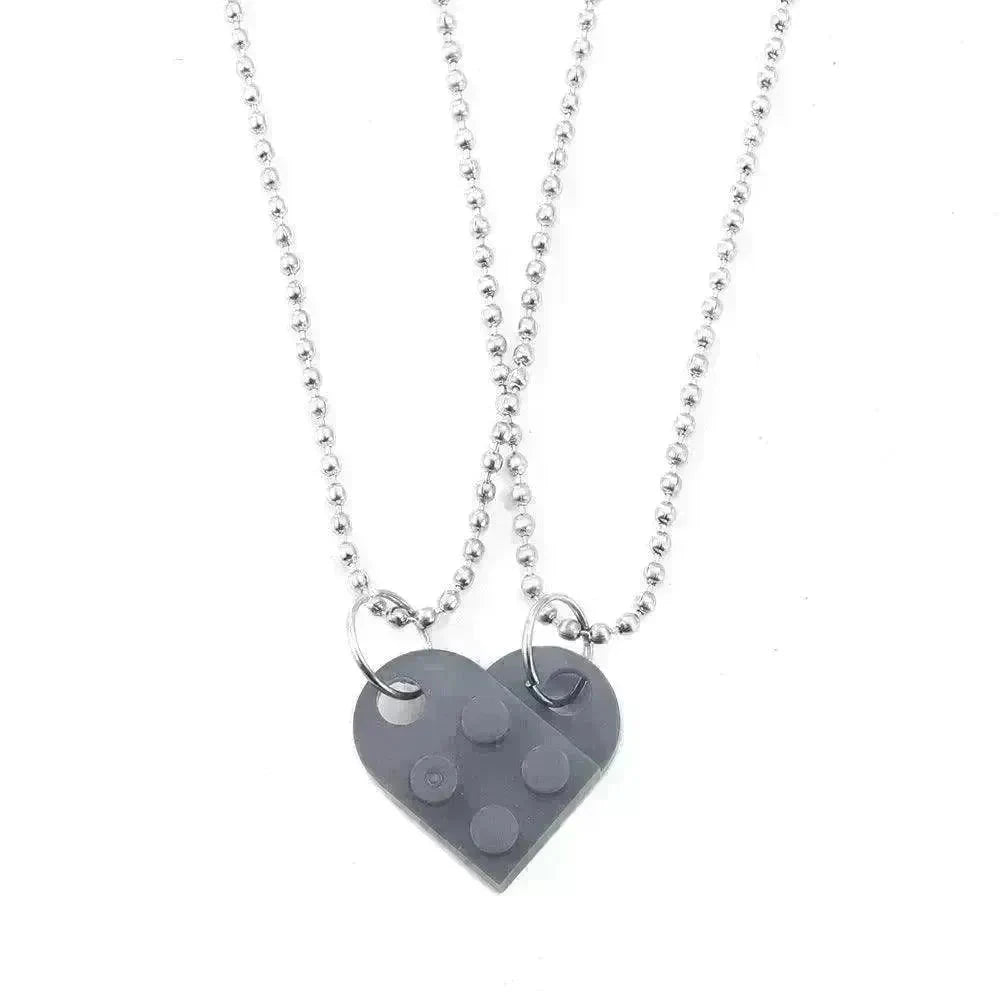 New Heart Shaped Stitching Acrylic Couple Necklace - EX-STOCK CANADA