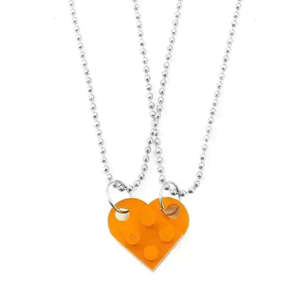 New Heart Shaped Stitching Acrylic Couple Necklace - EX-STOCK CANADA